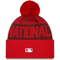 New Era Washington Nationals Authentic Collection Sport Cuffed Knit Hat with Pom