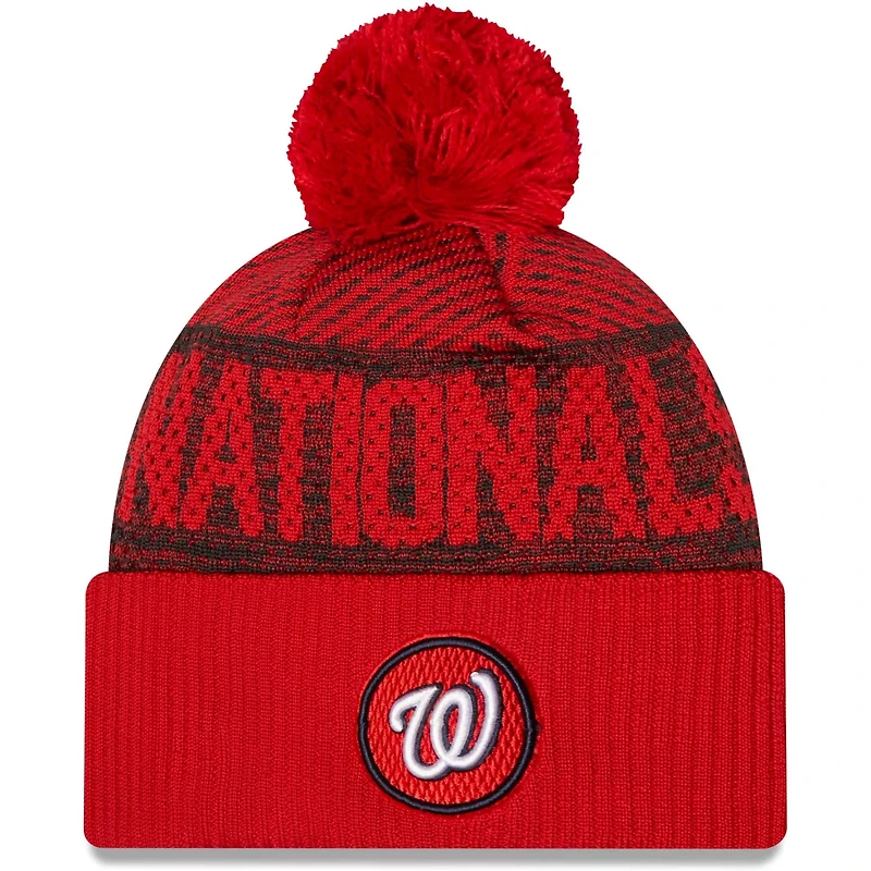 New Era Washington Nationals Authentic Collection Sport Cuffed Knit Hat with Pom