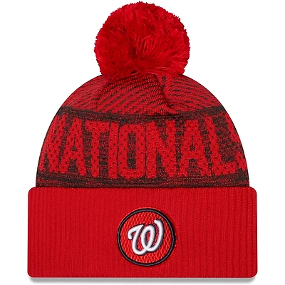 New Era Washington Nationals Authentic Collection Sport Cuffed Knit Hat with Pom