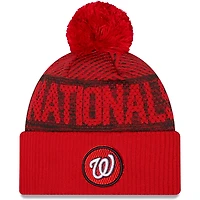New Era Washington Nationals Authentic Collection Sport Cuffed Knit Hat with Pom