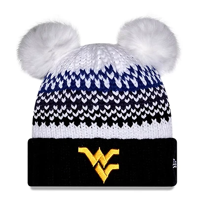 New Era West Virginia Mountaineers Double Pom  Print Cuffed Knit Hat