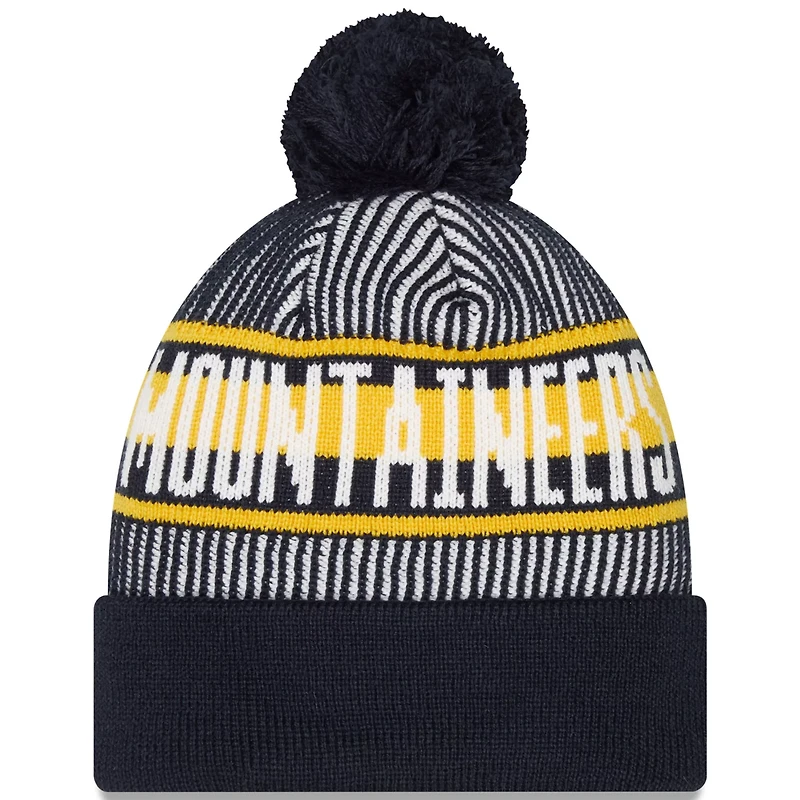 New Era West Virginia Mountaineers Logo Striped Cuff Knit Hat with Pom