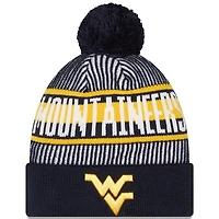 New Era West Virginia Mountaineers Logo Striped Cuff Knit Hat with Pom