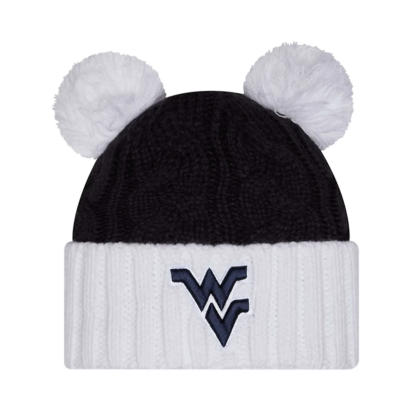 New Era West Virginia Mountaineers Tonal Cuffed Knit Hat with Double Poms