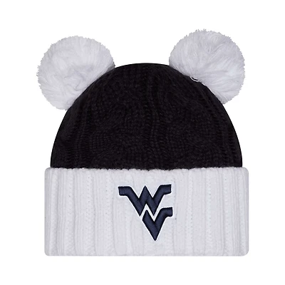 New Era West Virginia Mountaineers Tonal Cuffed Knit Hat with Double Poms