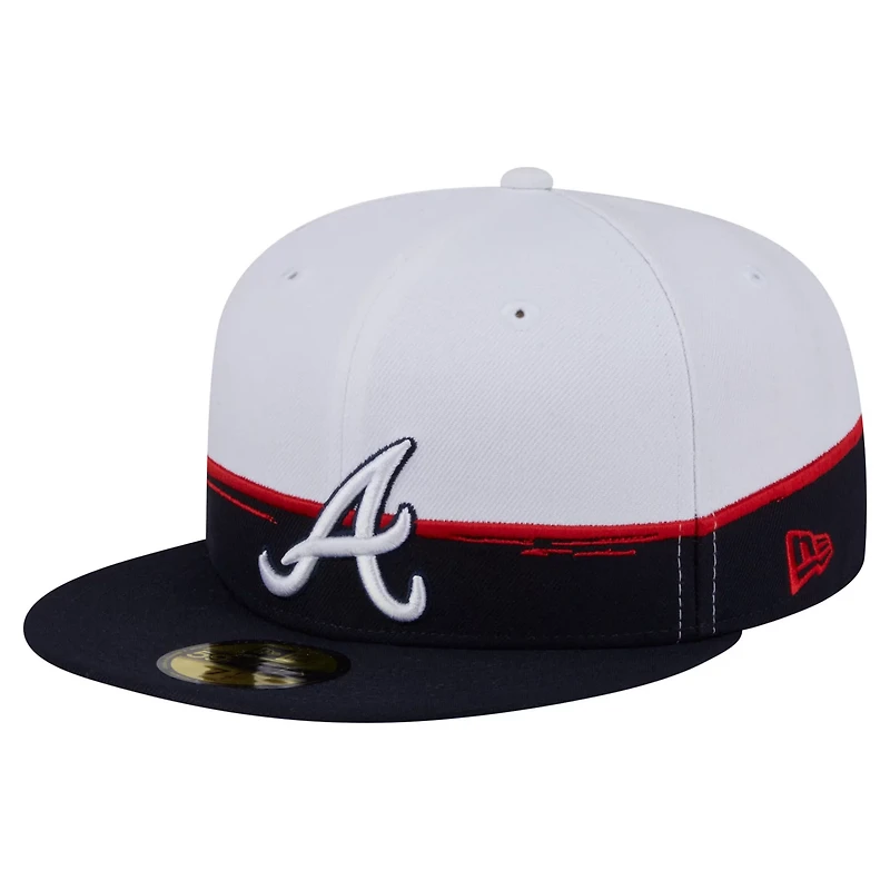 New Era White Atlanta Braves Paint Stroke 59FIFTY Fitted Hat