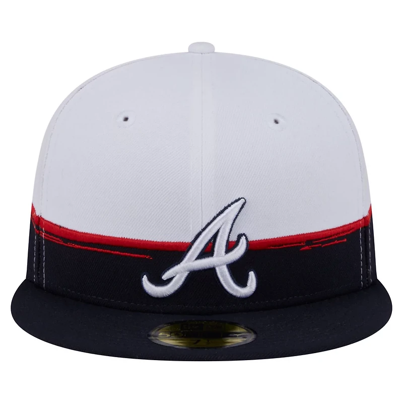 New Era White Atlanta Braves Paint Stroke 59FIFTY Fitted Hat