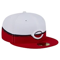 New Era White Cincinnati s Paint Stroke 59FIFTY Fitted Hat