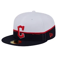 New Era White Cleveland Guardians Paint Stroke 59FIFTY Fitted Hat