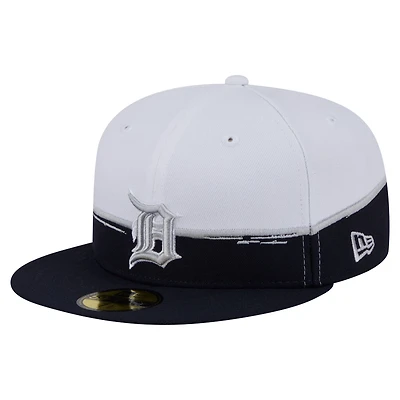 New Era White Detroit Tigers Paint Stroke 59FIFTY Fitted Hat