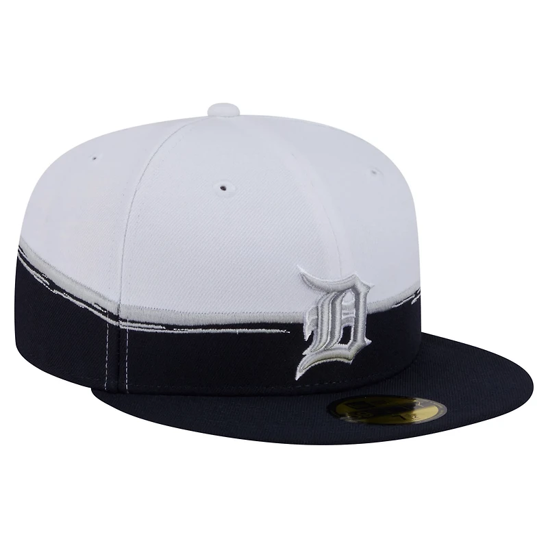 New Era White Detroit Tigers Paint Stroke 59FIFTY Fitted Hat