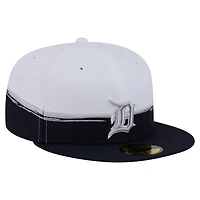 New Era White Detroit Tigers Paint Stroke 59FIFTY Fitted Hat