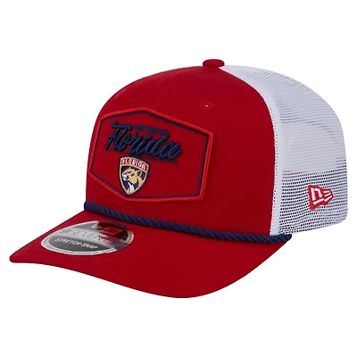 New Era White Florida Panthers Team Patch Basic 9SEVENTY Adjustable Trucker Hat