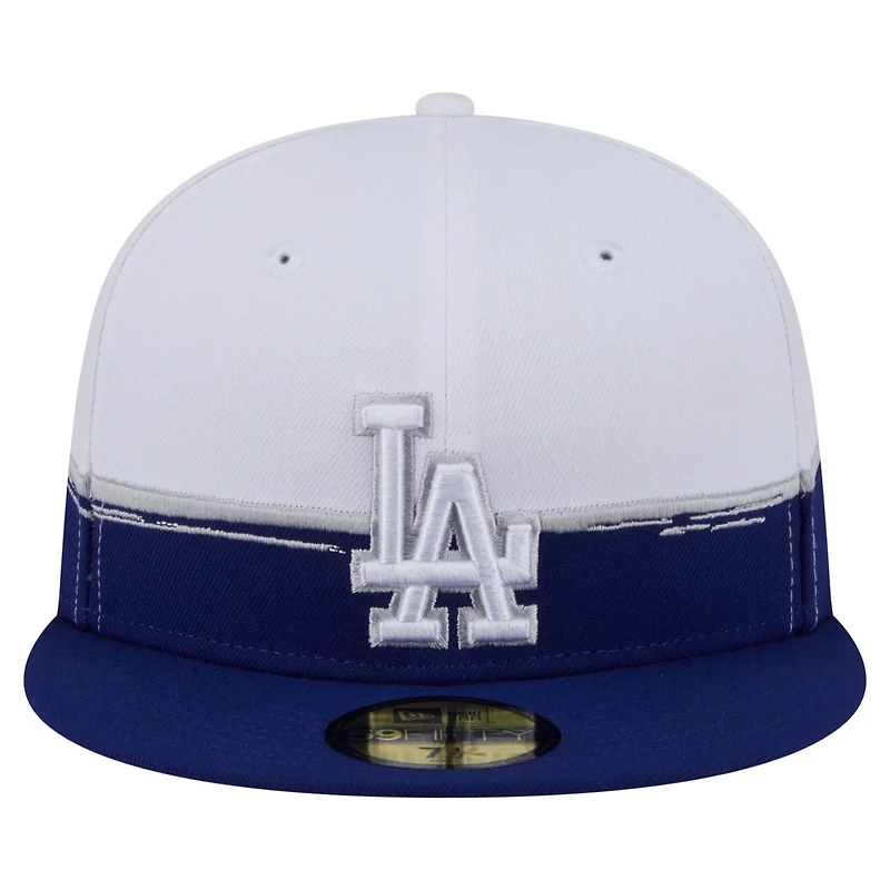 New Era White Los Angeles Dodgers Paint Stroke 59FIFTY Fitted Hat