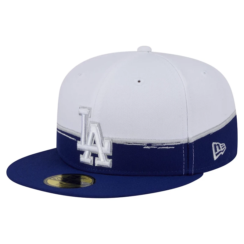 New Era White Los Angeles Dodgers Paint Stroke 59FIFTY Fitted Hat