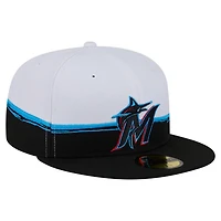 New Era White Miami Marlins Paint Stroke 59FIFTY Fitted Hat
