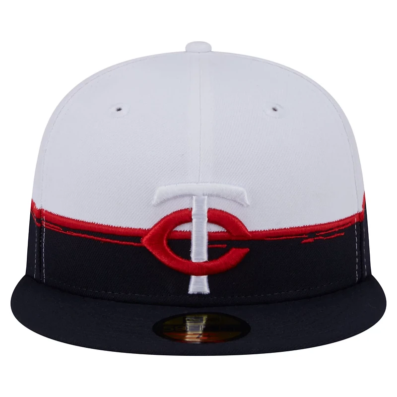 New Era White Minnesota Twins Paint Stroke 59FIFTY Fitted Hat