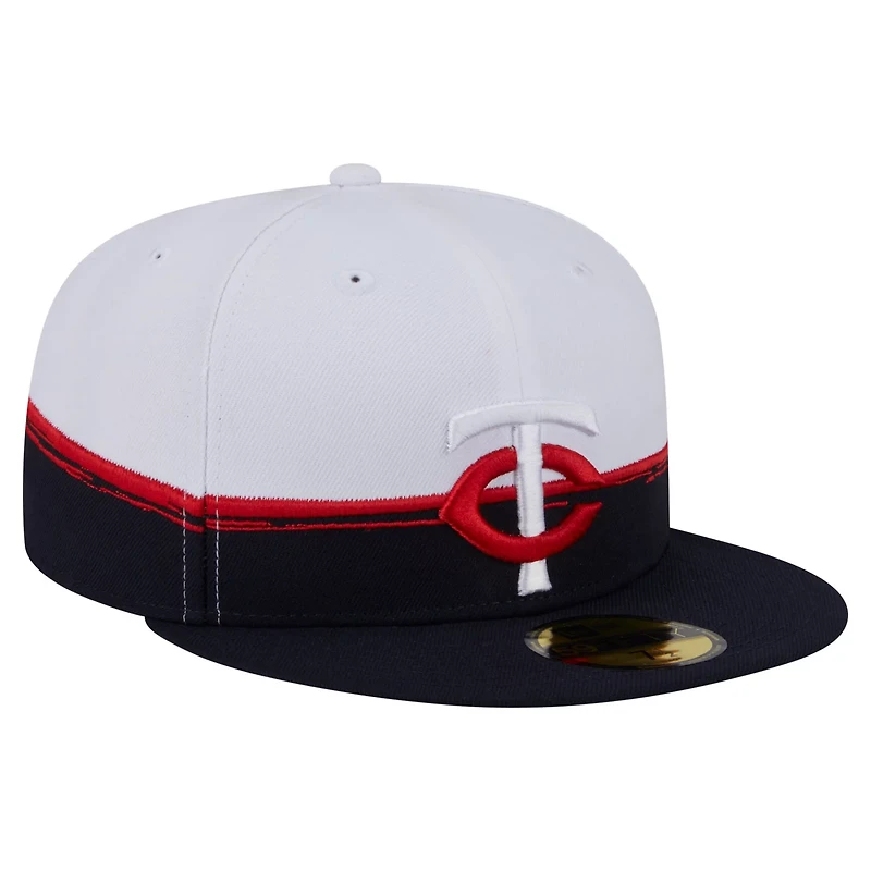 New Era White Minnesota Twins Paint Stroke 59FIFTY Fitted Hat