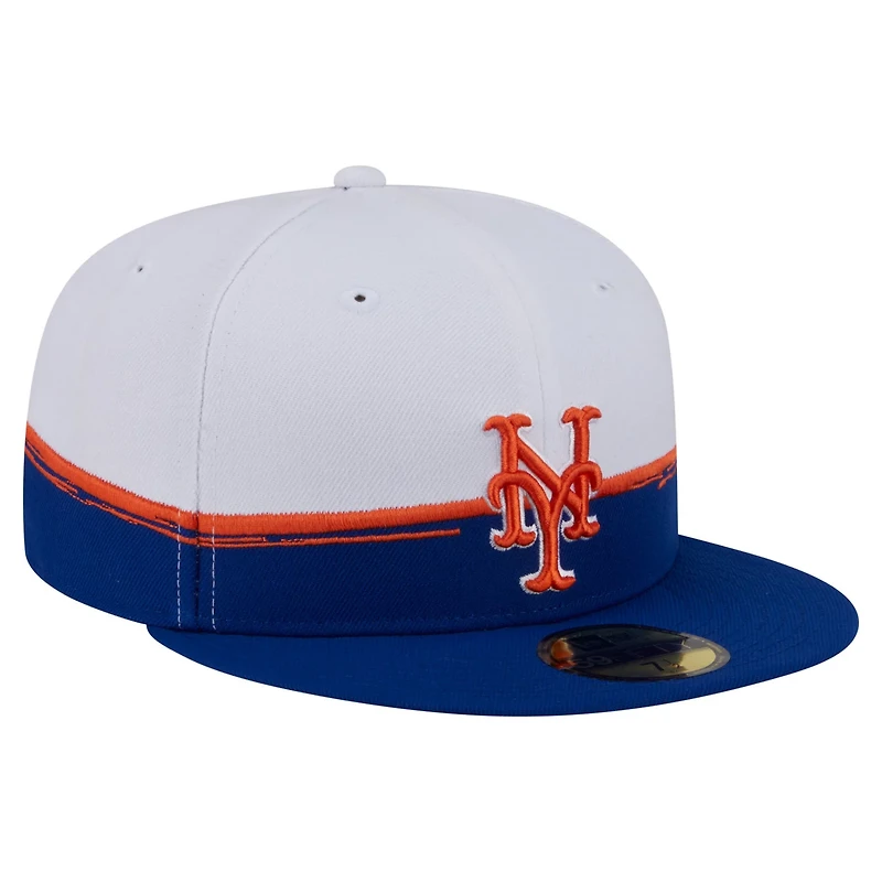 New Era White New York Mets Paint Stroke 59FIFTY Fitted Hat