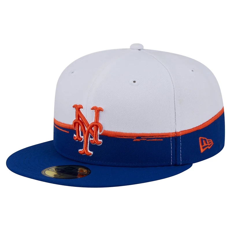 New Era White New York Mets Paint Stroke 59FIFTY Fitted Hat