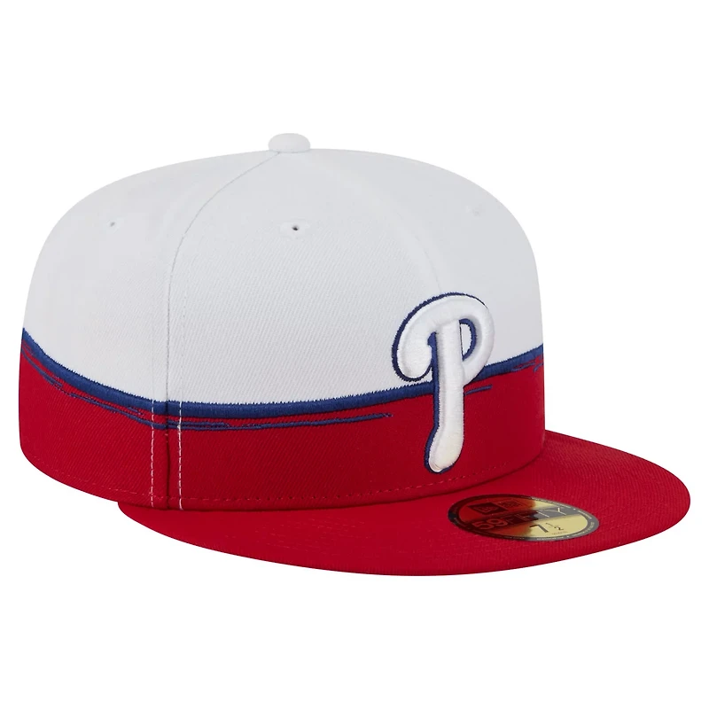 New Era White Philadelphia Phillies Paint Stroke 59FIFTY Fitted Hat