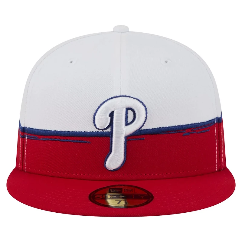 New Era White Philadelphia Phillies Paint Stroke 59FIFTY Fitted Hat