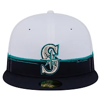 New Era White Seattle Mariners Paint Stroke 59FIFTY Fitted Hat