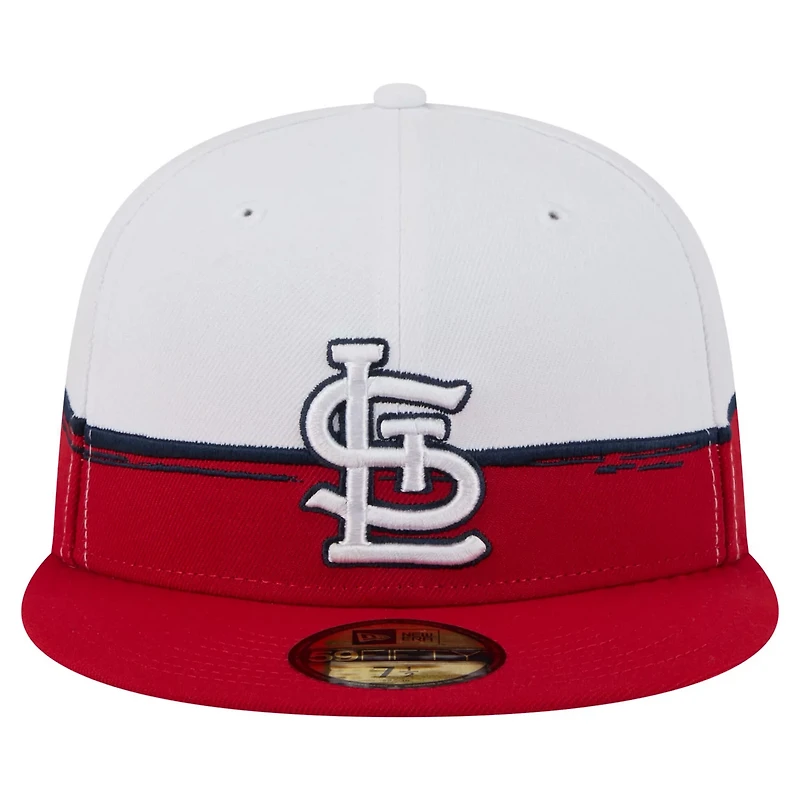 New Era White St Louis Cardinals Paint Stroke 59FIFTY Fitted Hat