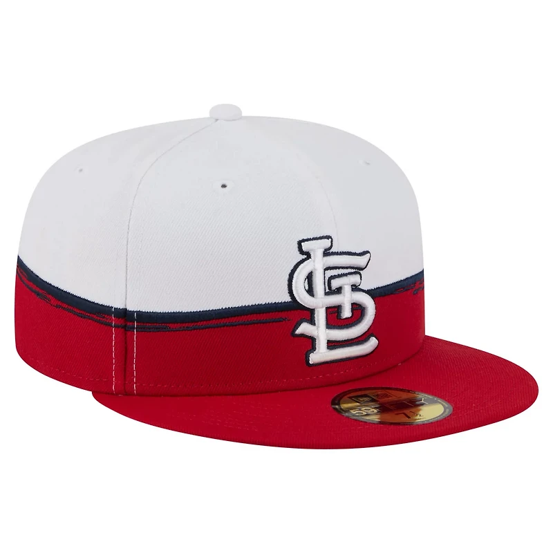 New Era White St Louis Cardinals Paint Stroke 59FIFTY Fitted Hat