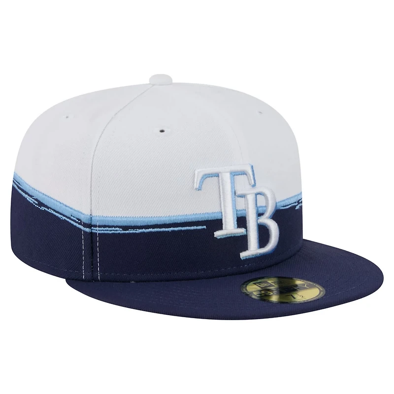 New Era White Tampa Bay Rays Paint Stroke 59FIFTY Fitted Hat
