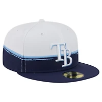 New Era White Tampa Bay Rays Paint Stroke 59FIFTY Fitted Hat
