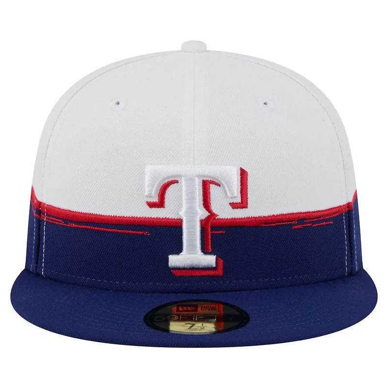 New Era White Texas Rangers Paint Stroke 59FIFTY Fitted Hat