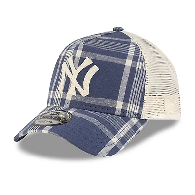New Era x Ralph Lauren Light Beige New York Yankees Plaid 9FORTY A-Frame Trucker Adjustable Hat