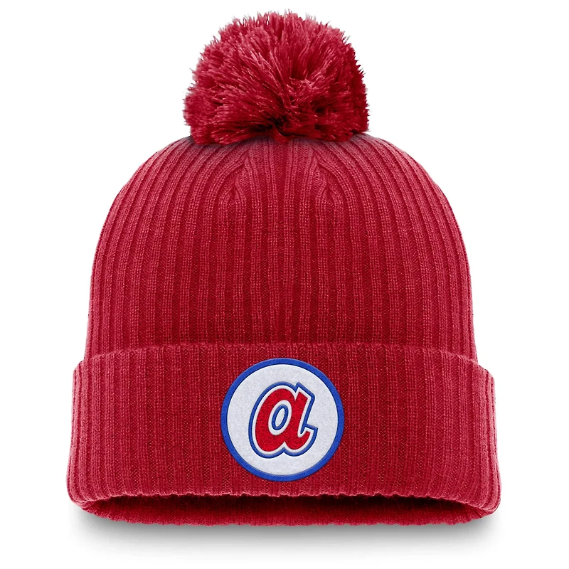Nike Atlanta Braves Cooperstown Collection Patch Cuffed Knit Hat with Pom