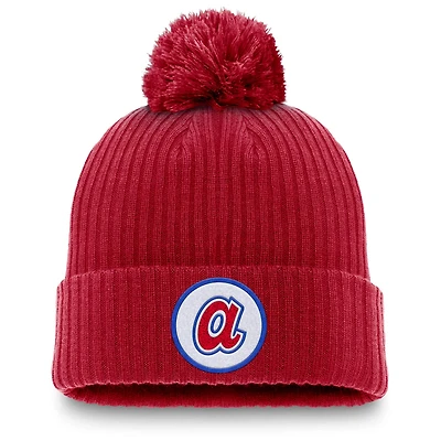 Nike Atlanta Braves Cooperstown Collection Patch Cuffed Knit Hat with Pom