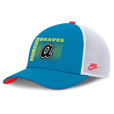 Nike Atlanta Braves Neon 90s Rise Structured Performance Adjustable Trucker Hat