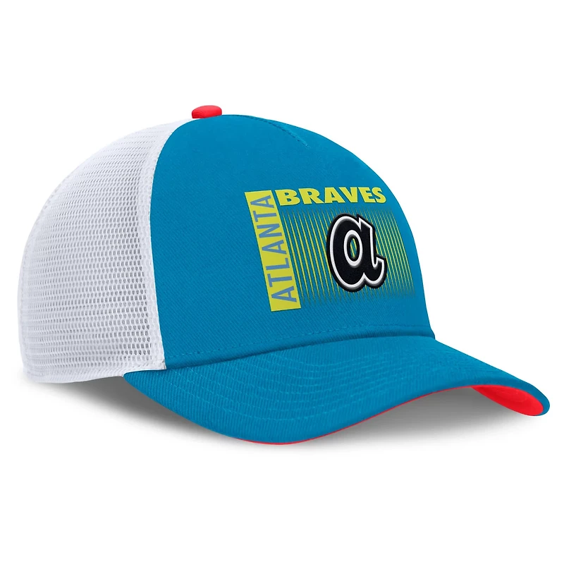 Nike Atlanta Braves Neon 90s Rise Structured Performance Adjustable Trucker Hat