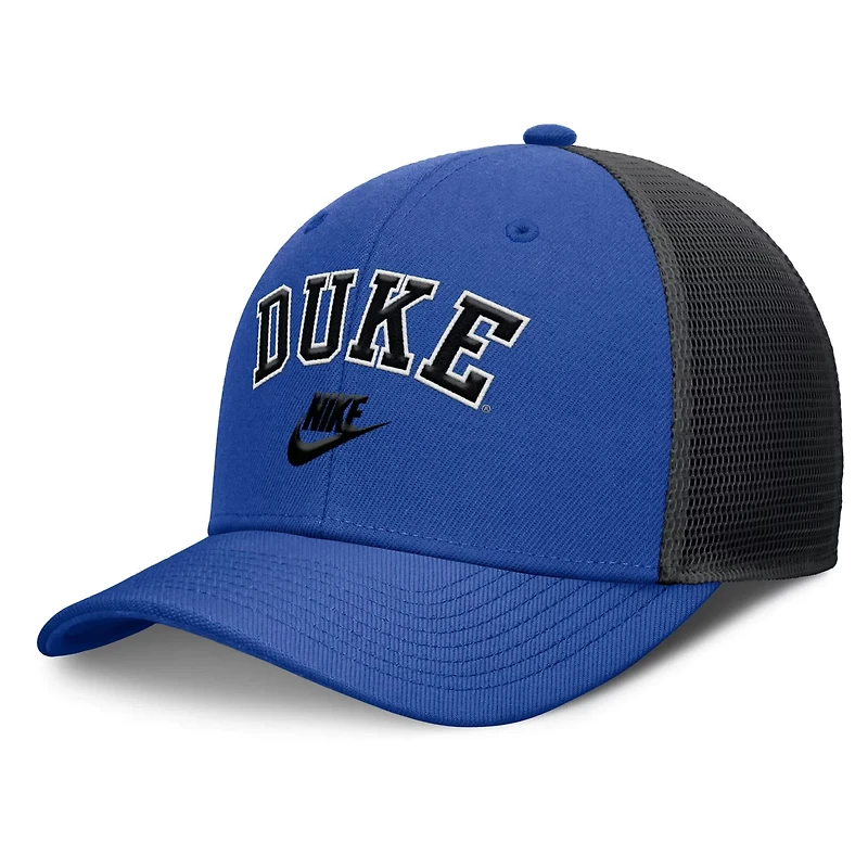 Nike Black Duke Blue Devils Legacy Arch Rise Performance Trucker Adjustable Hat