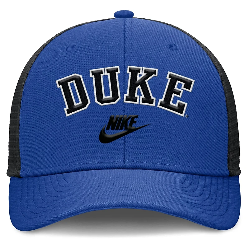 Nike Black Duke Blue Devils Legacy Arch Rise Performance Trucker Adjustable Hat
