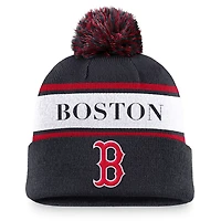 Nike Boston Red Sox Team Stripe Peak Cuffed Knit Hat with Pom