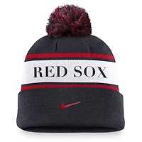 Nike Boston Red Sox Team Stripe Peak Cuffed Knit Hat with Pom