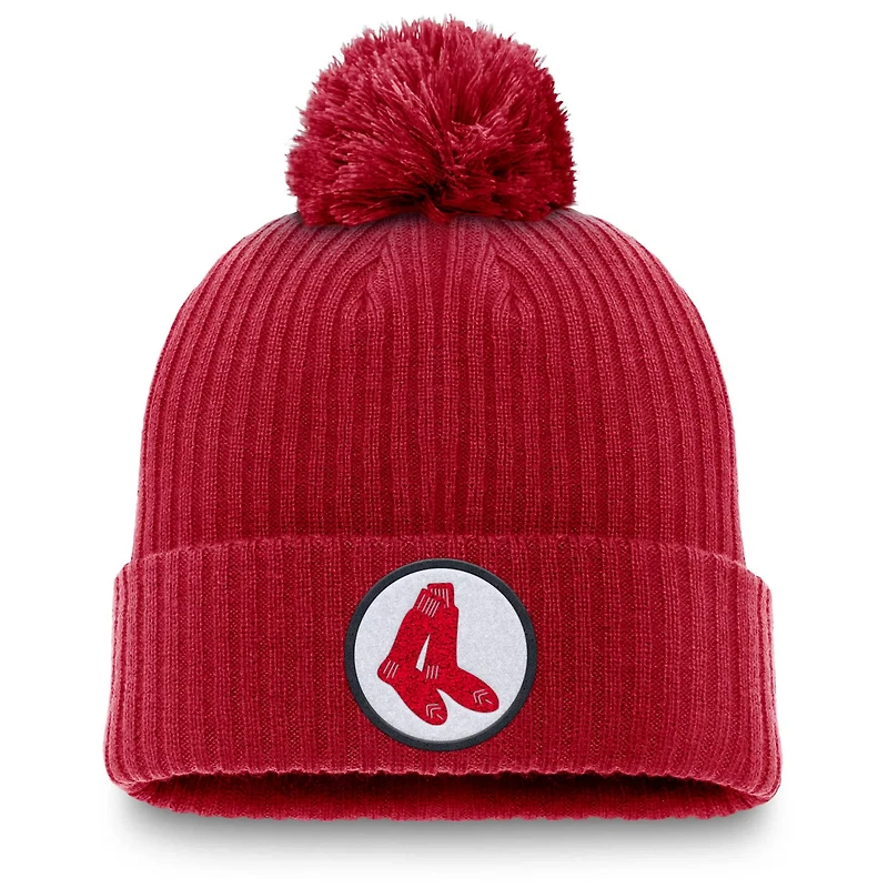 Nike Boston Sox Cooperstown Collection Patch Cuffed Knit Hat with Pom