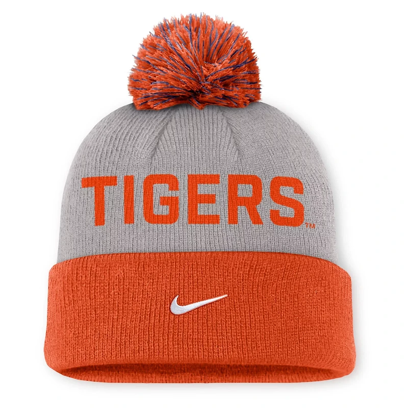 Nike Clemson Tigers Primetime Peak Cuffed Knit Hat with Pom