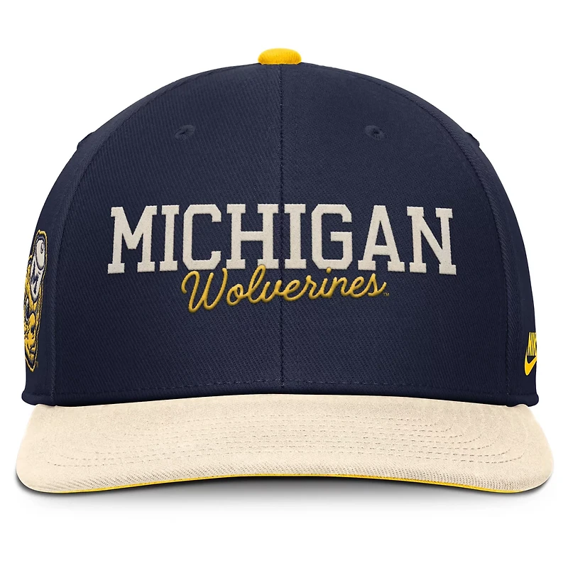 Nike Cream Michigan Wolverines Pro Legacy Script Snapback Hat