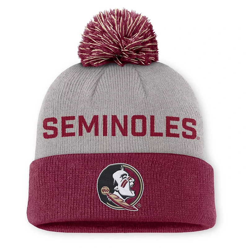 Nike Garnet Florida State Seminoles Primetime Peak Cuffed Knit Hat with Pom
