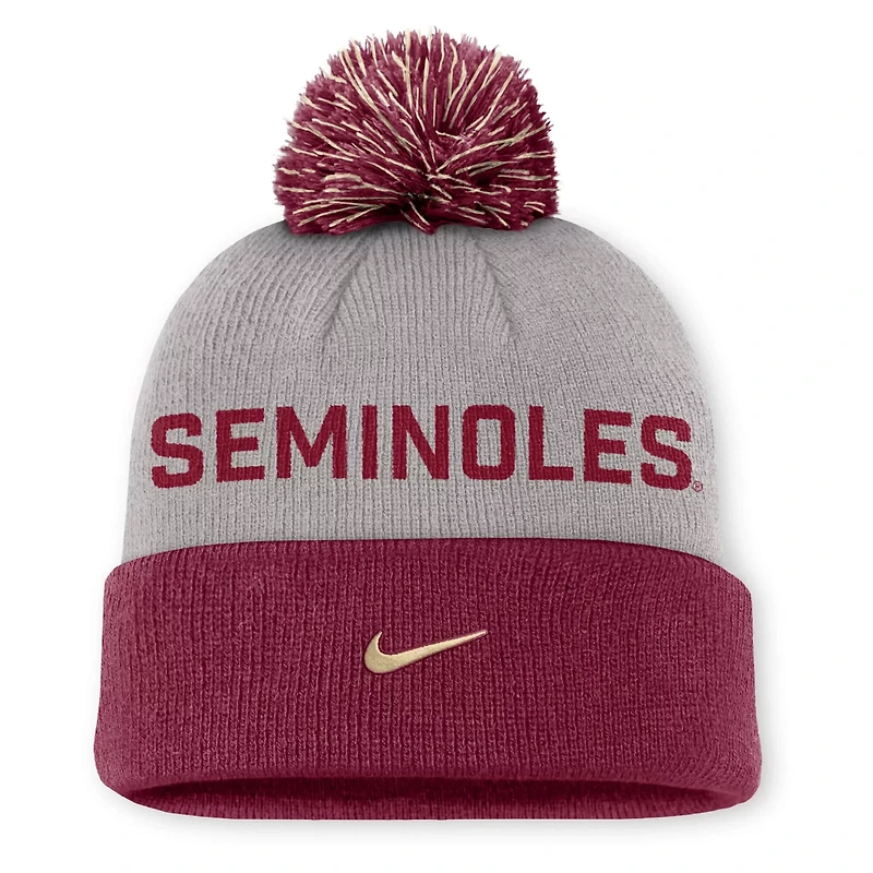 Nike Garnet Florida State Seminoles Primetime Peak Cuffed Knit Hat with Pom