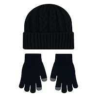 Nike Girls' Cable Knit Beanie and Gloves Set