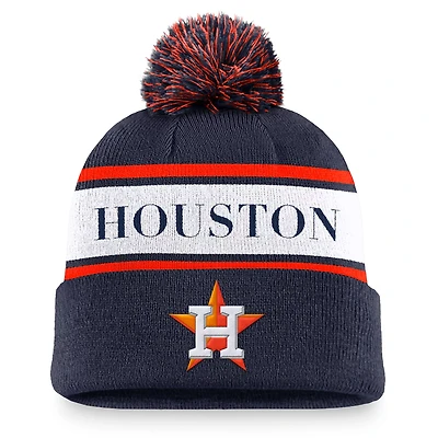 Nike Houston Astros Team Stripe Peak Cuffed Knit Hat with Pom