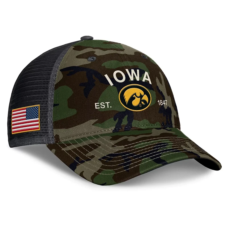 Nike Iowa Hawkeyes 2025 Military Appreciation Rise Adjustable Trucker Hat