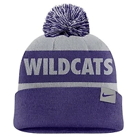 Nike Kansas State Wildcats Peak Stripe Cuffed Knit Hat with Pom